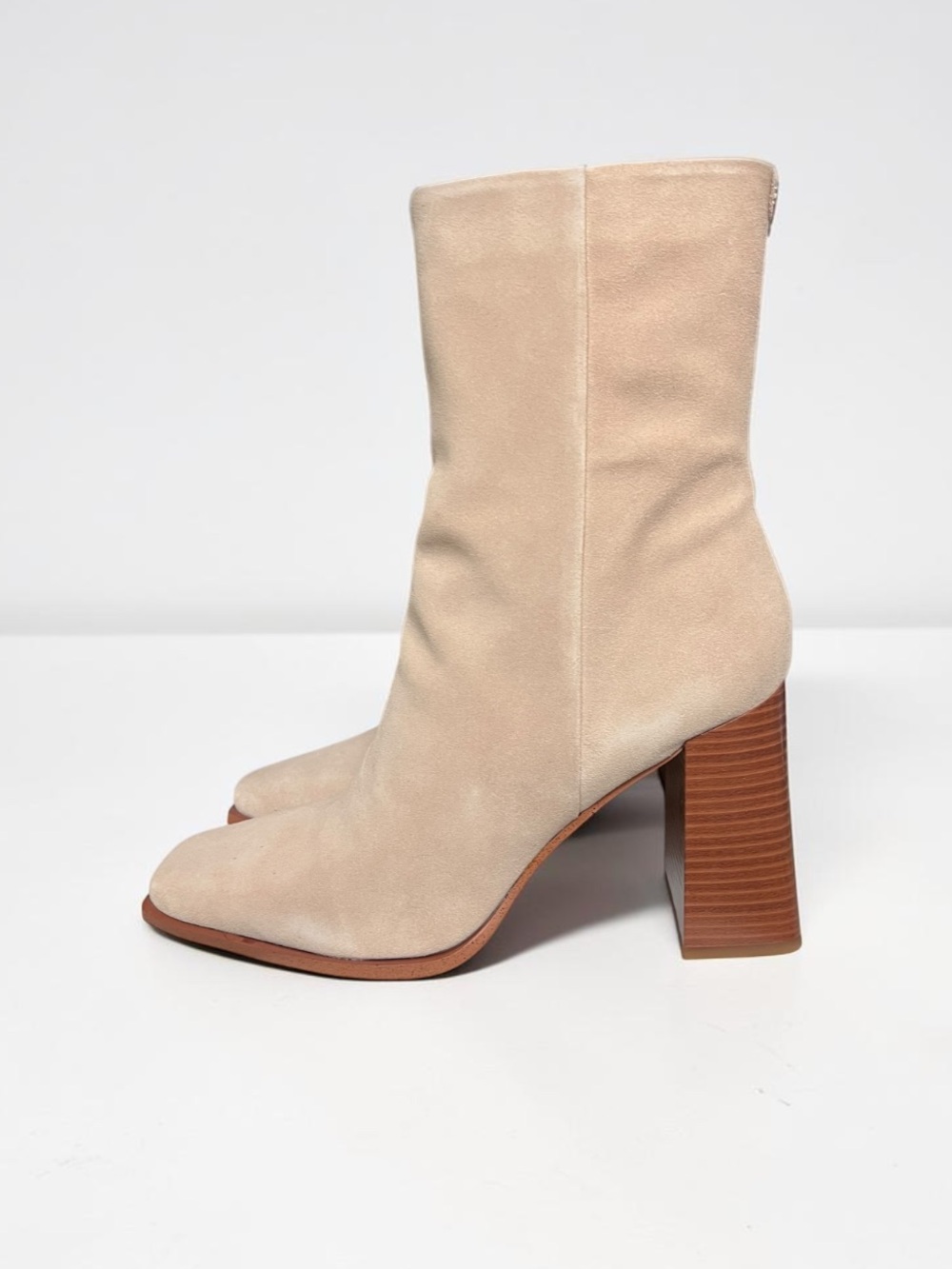 🌻NEW w/Box Sam Edelman Ivette Ankle Boots Sesame Suede Square Toe Size 11